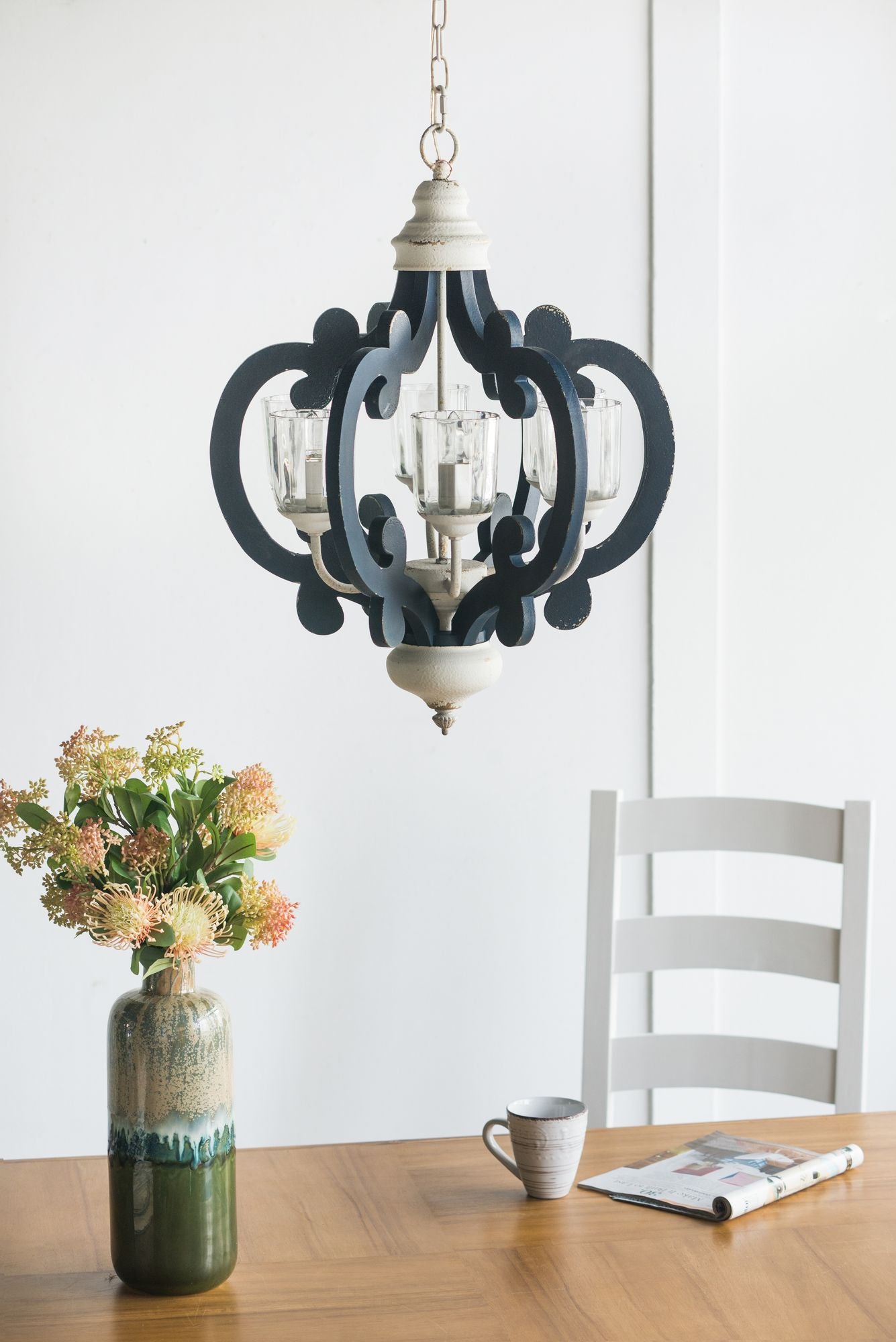 Wood Chandelier 6 - Light Farmhouse Pendant Lighting Natural Wood Hanging Light Fixture for Kitchen Living Dining Room,  image 6