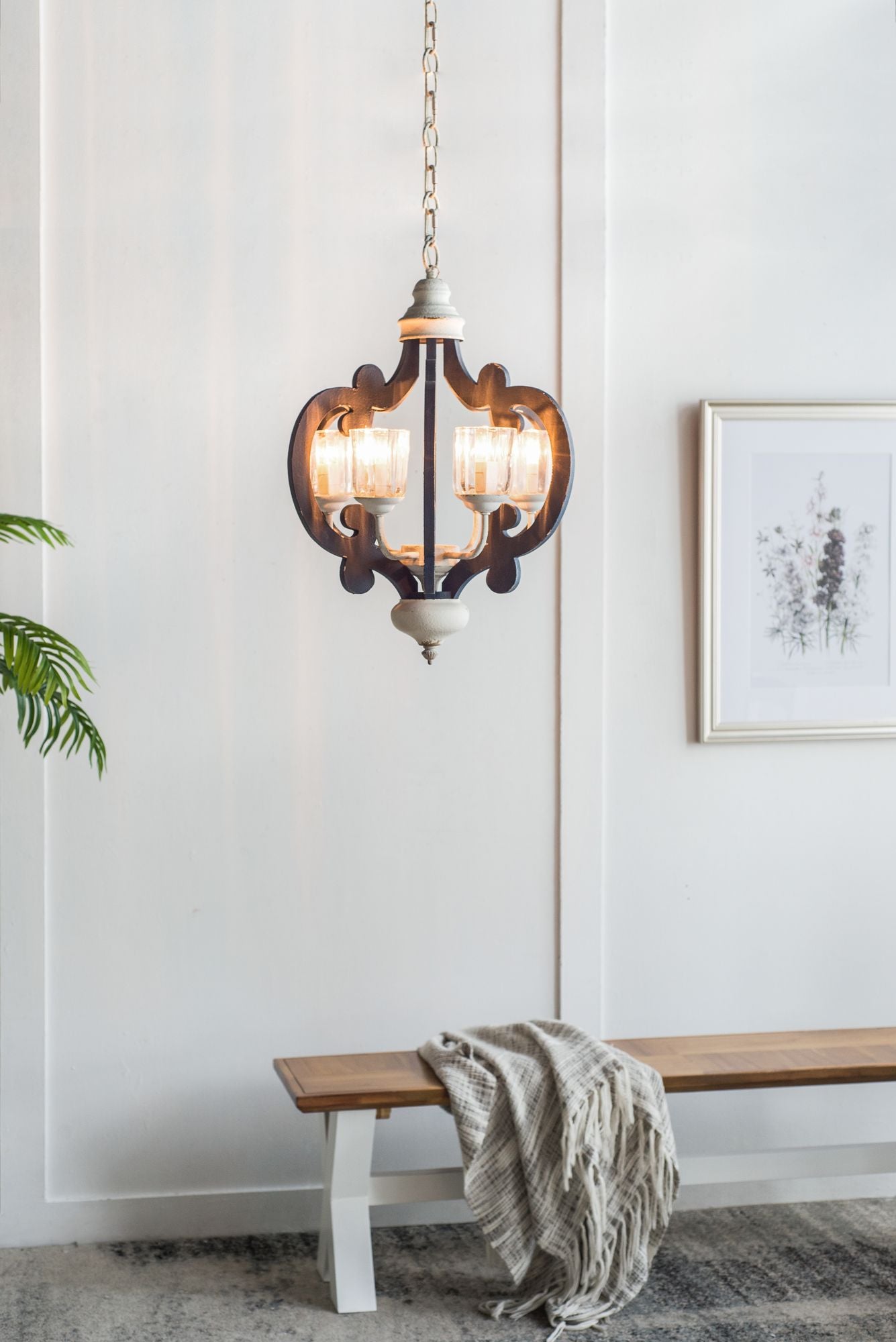 Wood Chandelier 6 - Light Farmhouse Pendant Lighting Natural Wood Hanging Light Fixture for Kitchen Living Dining Room,  image 3