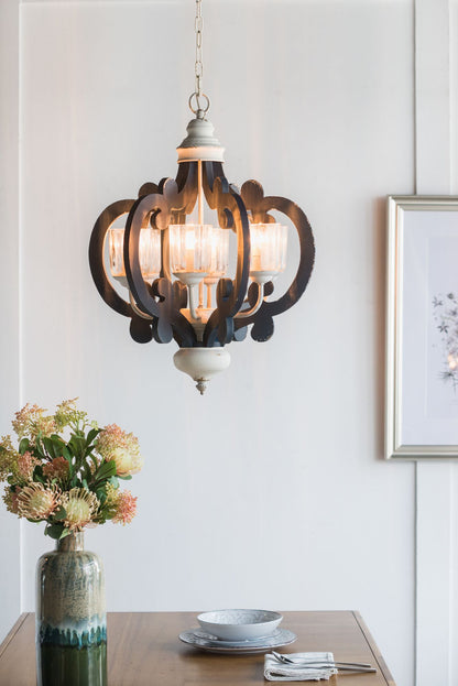 Wood Chandelier 6 - Light Farmhouse Pendant Lighting Natural Wood Hanging Light Fixture for Kitchen Living Dining Room,  image 7