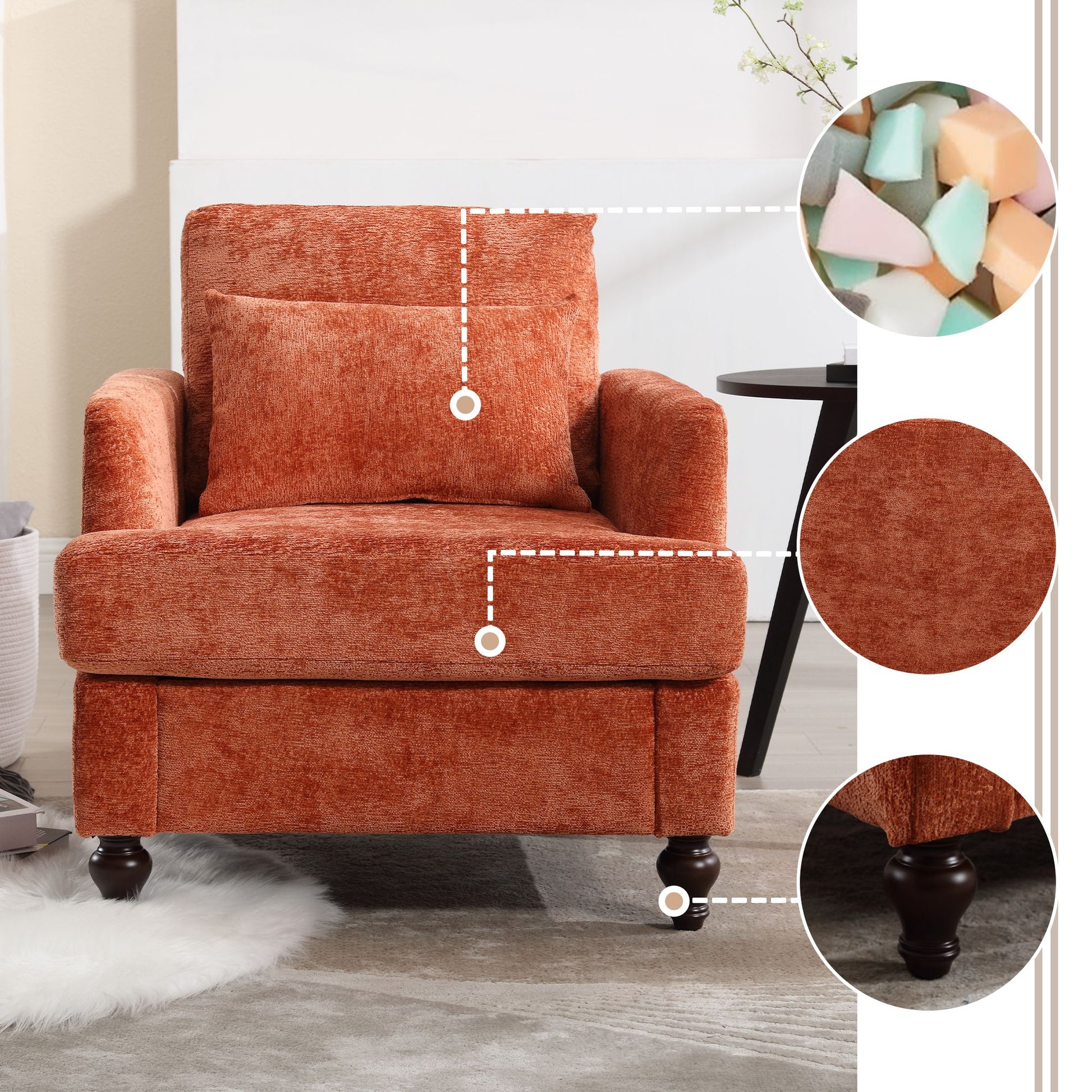 Wood Frame Armchair, Modern Accent Chair Lounge Chair for Living Room,Tufted Club Chair, Mid Century Modern Arm Chairs w image 1