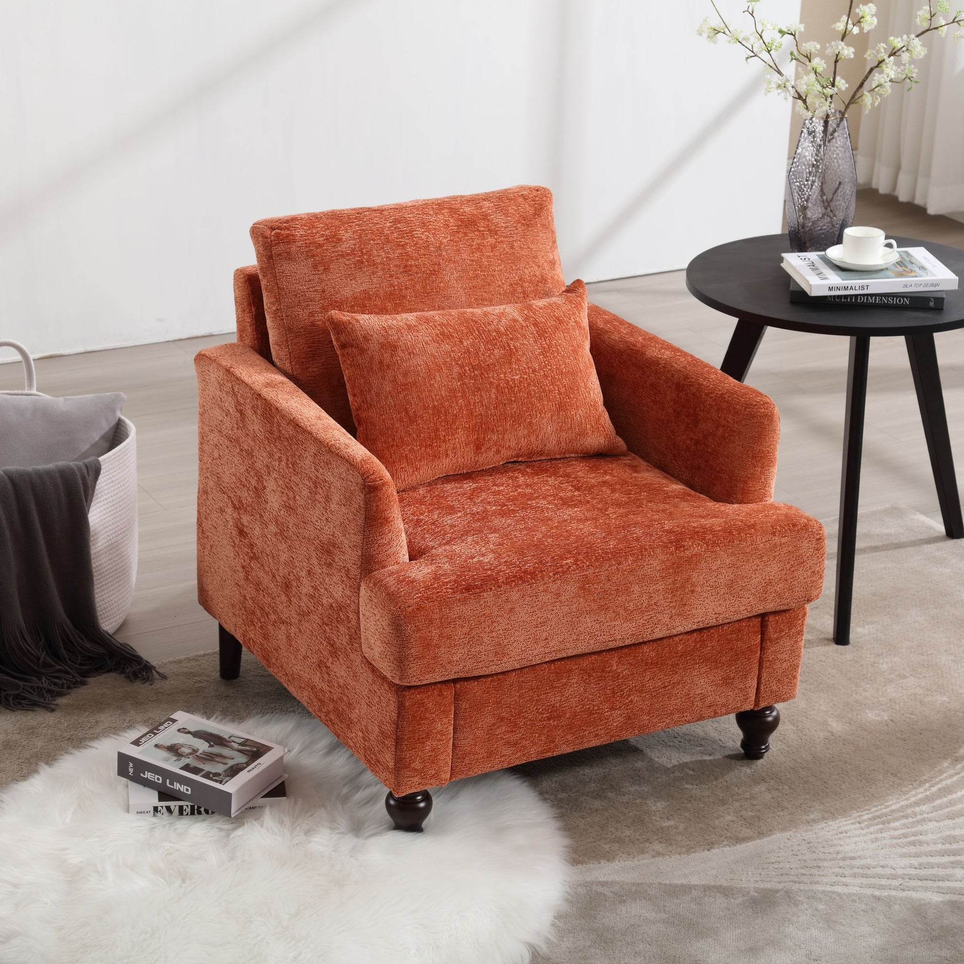 Wood Frame Armchair, Modern Accent Chair Lounge Chair for Living Room,Tufted Club Chair, Mid Century Modern Arm Chairs w image 8