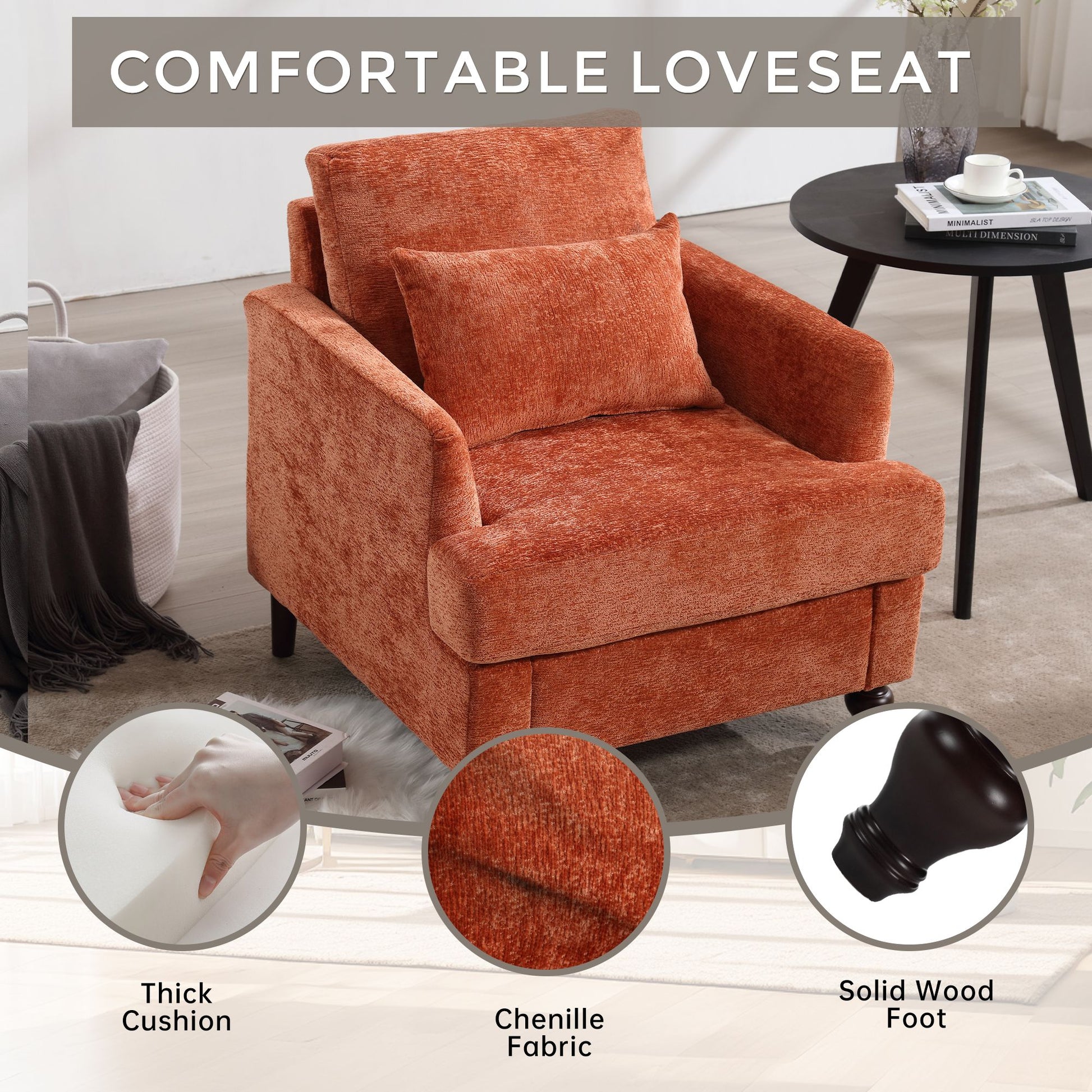 Wood Frame Armchair, Modern Accent Chair Lounge Chair for Living Room,Tufted Club Chair, Mid Century Modern Arm Chairs w image 7