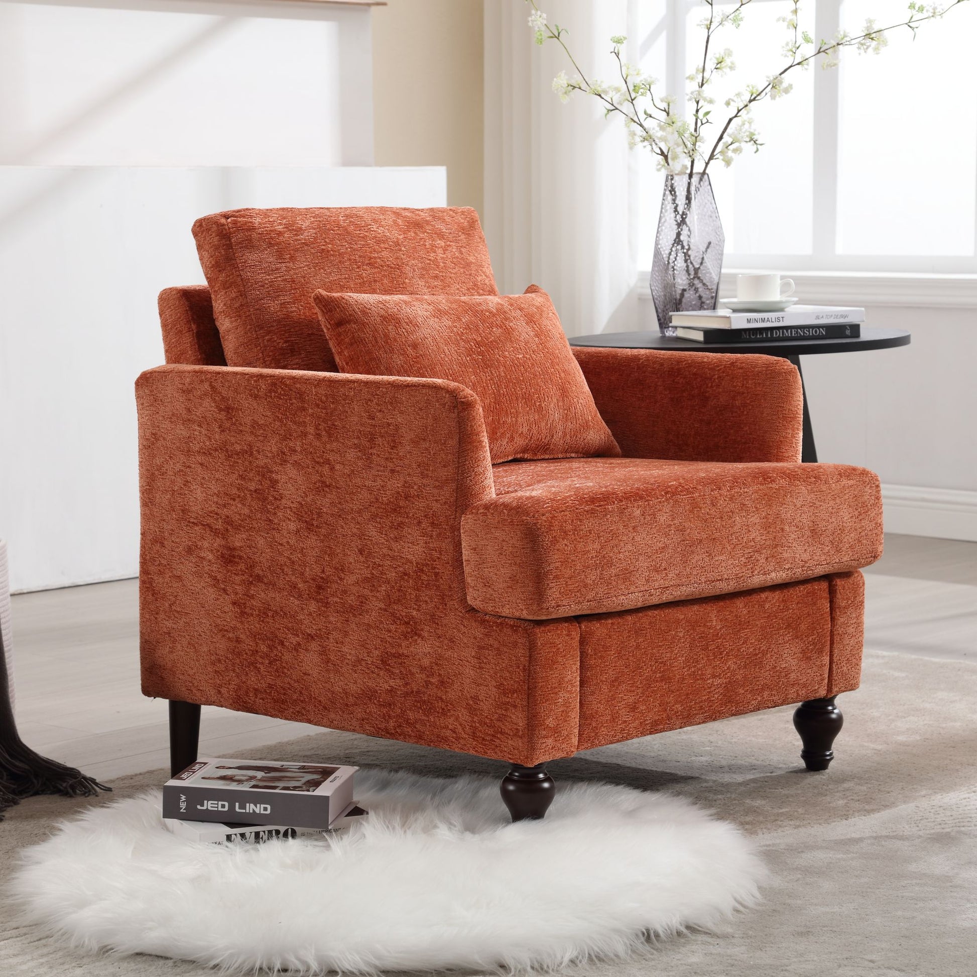 Wood Frame Armchair, Modern Accent Chair Lounge Chair for Living Room,Tufted Club Chair, Mid Century Modern Arm Chairs w image 9