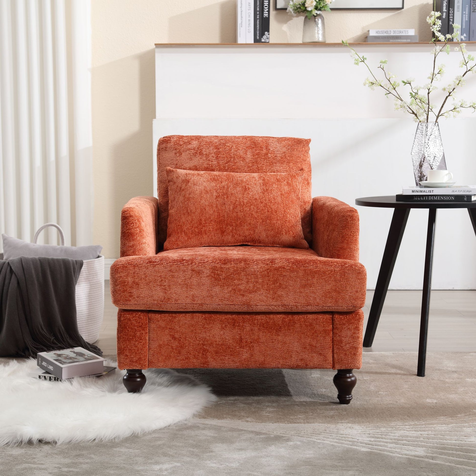 Wood Frame Armchair, Modern Accent Chair Lounge Chair for Living Room,Tufted Club Chair, Mid Century Modern Arm Chairs w image 6