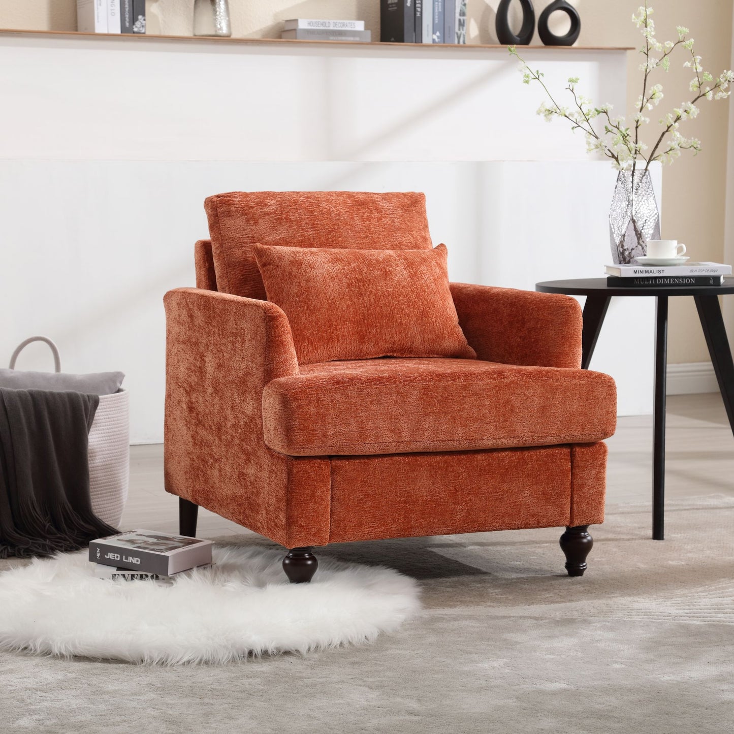 Wood Frame Armchair, Modern Accent Chair Lounge Chair for Living Room,Tufted Club Chair, Mid Century Modern Arm Chairs w image 5