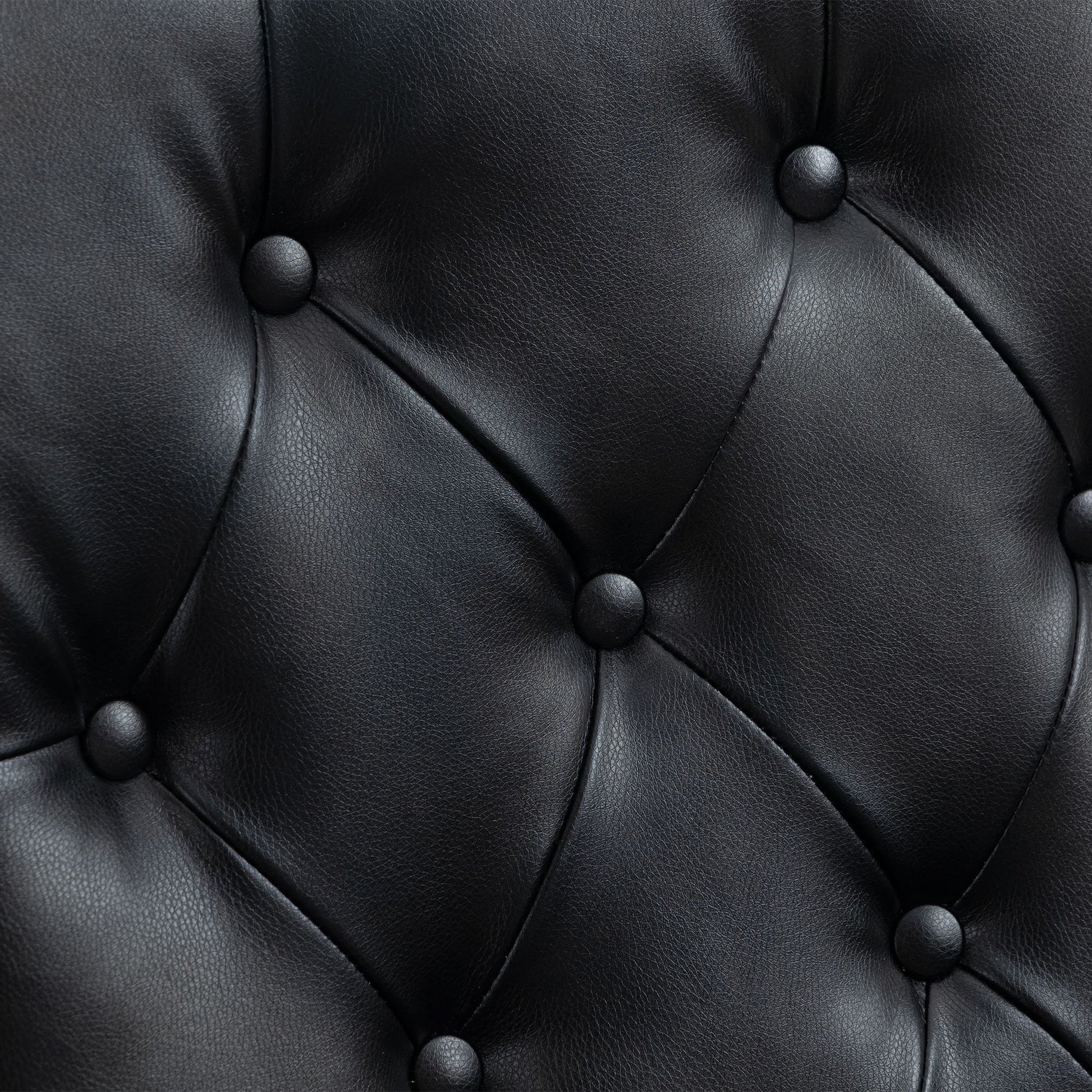 Wood Frame Armchair, Modern Accent Chair Lounge Chair with Sturdy Wood Legs for Living Room Bedroom (Black PU) image 14