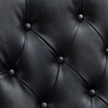 Wood Frame Armchair, Modern Accent Chair Lounge Chair with Sturdy Wood Legs for Living Room Bedroom (Black PU) image 14