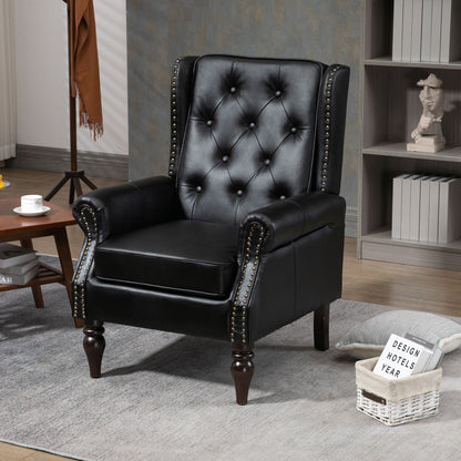 Modern accent chair with sturdy wood legs - side angle