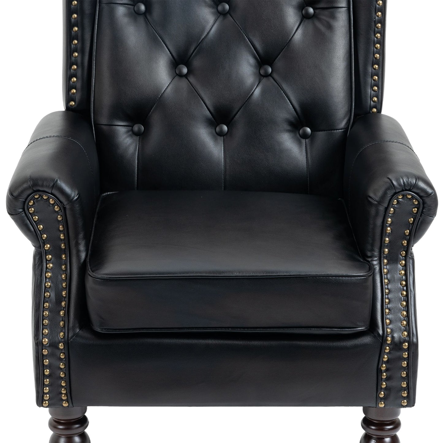 Wood Frame Armchair, Modern Accent Chair Lounge Chair with Sturdy Wood Legs for Living Room Bedroom (Black PU) image 17