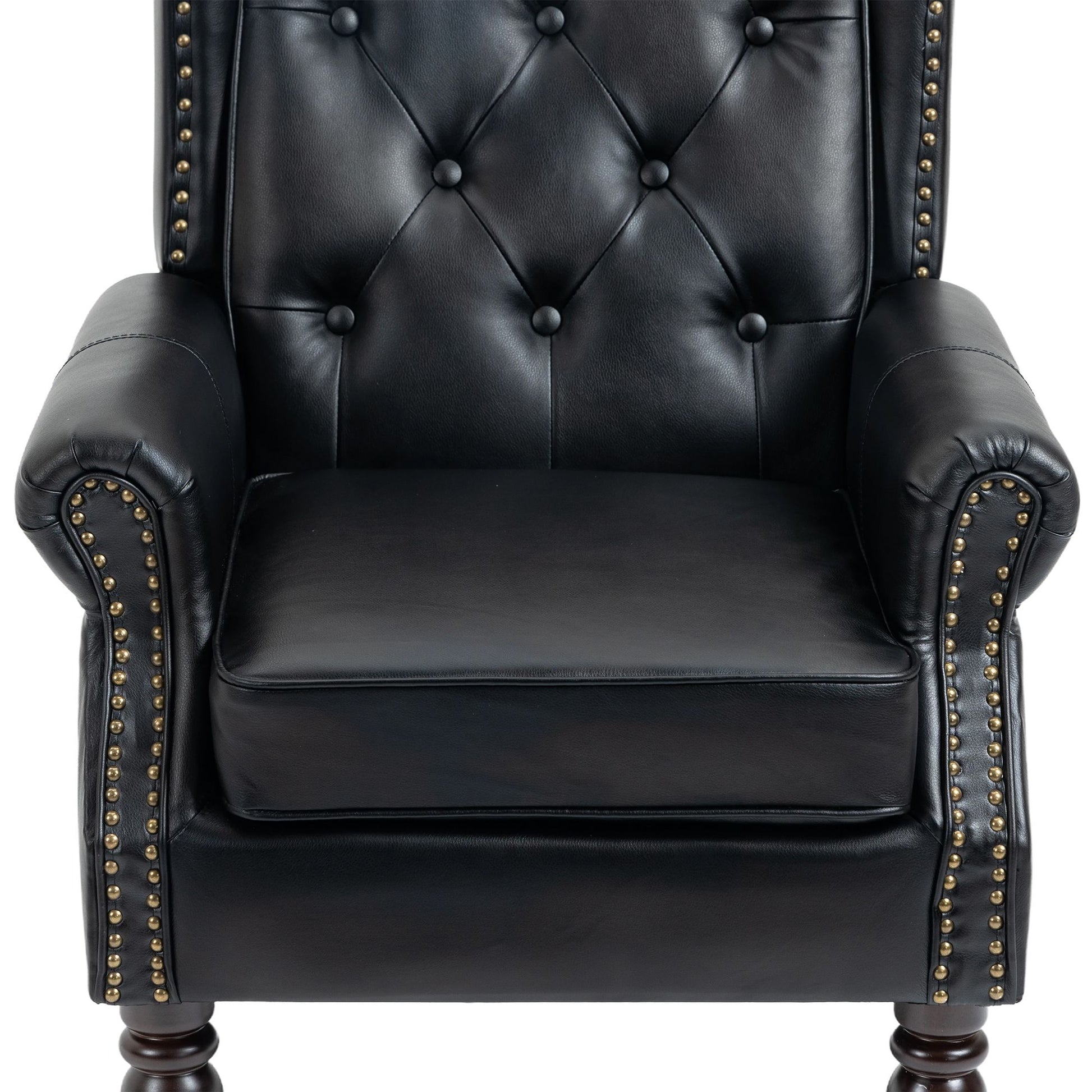 Wood Frame Armchair, Modern Accent Chair Lounge Chair with Sturdy Wood Legs for Living Room Bedroom (Black PU) image 17
