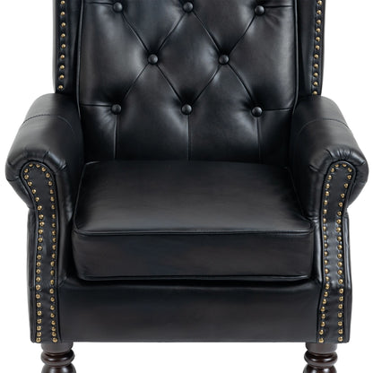 Wood Frame Armchair, Modern Accent Chair Lounge Chair with Sturdy Wood Legs for Living Room Bedroom (Black PU) image 17