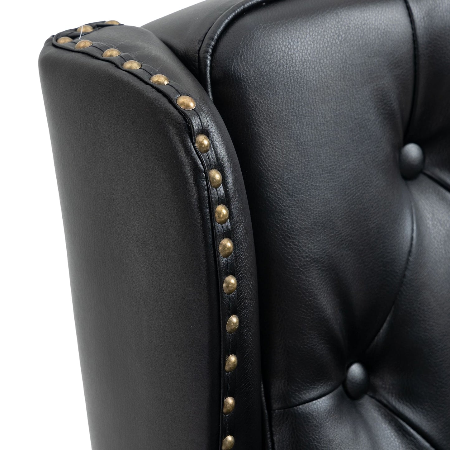 Wood Frame Armchair, Modern Accent Chair Lounge Chair with Sturdy Wood Legs for Living Room Bedroom (Black PU) image 15