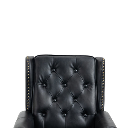 Wood Frame Armchair, Modern Accent Chair Lounge Chair with Sturdy Wood Legs for Living Room Bedroom (Black PU) image 18