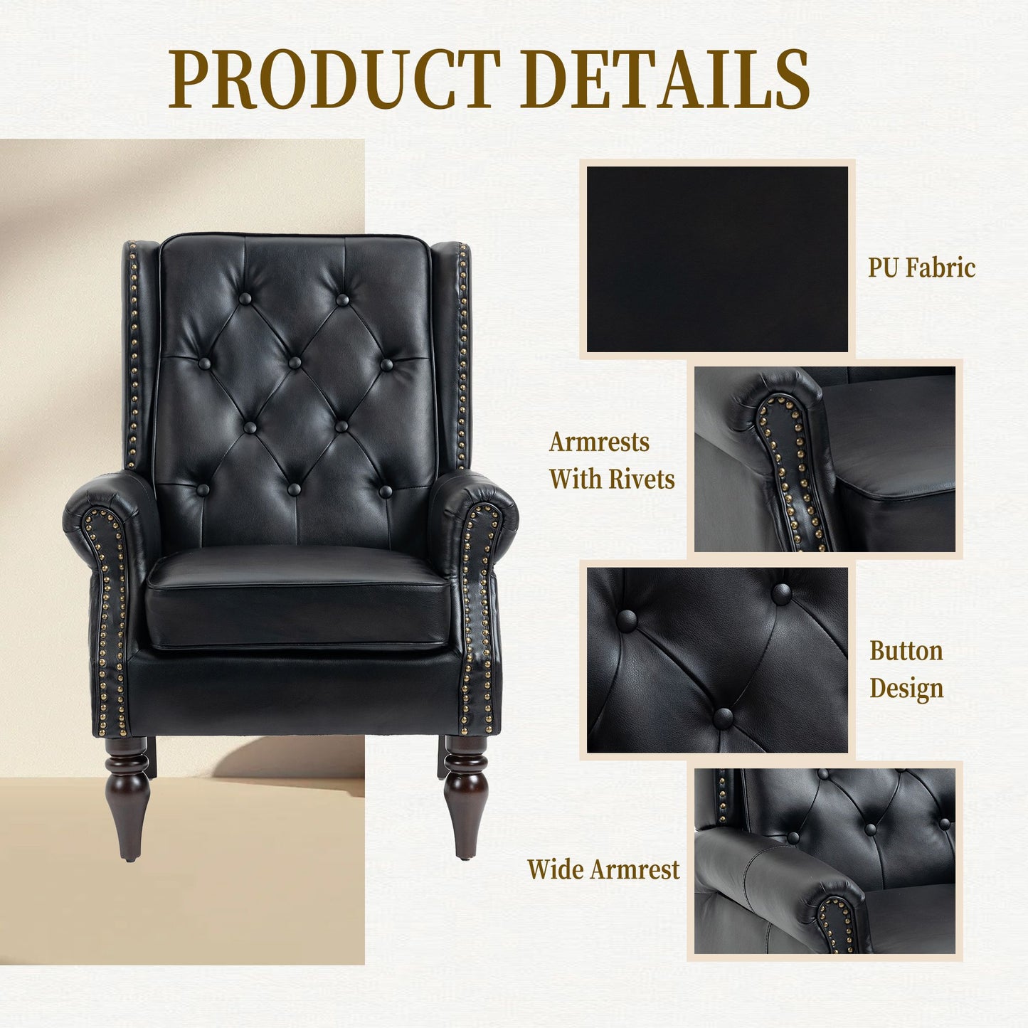 Accent chair with rubber wood legs - detail of leg