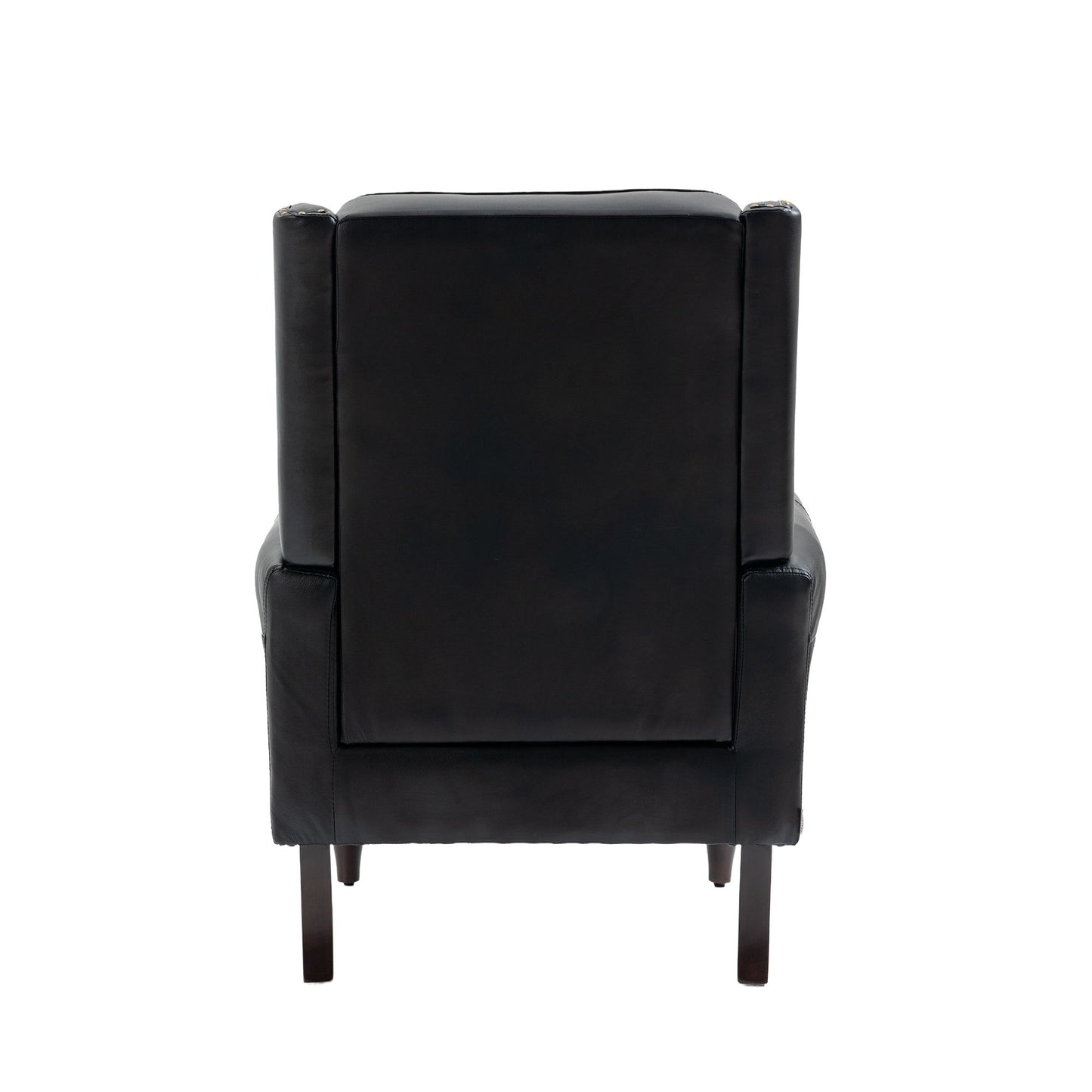 Wood Frame Armchair, Modern Accent Chair Lounge Chair with Sturdy Wood Legs for Living Room Bedroom (Black PU) image 13