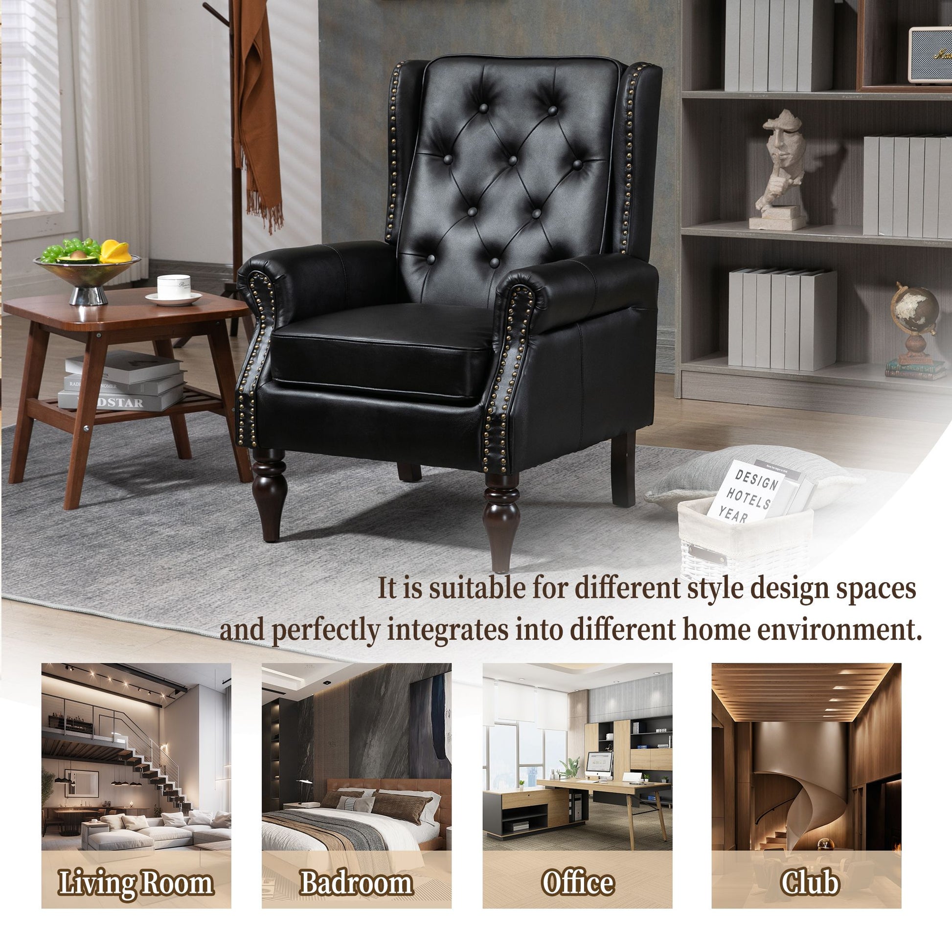 Modern armchair in bedroom setting