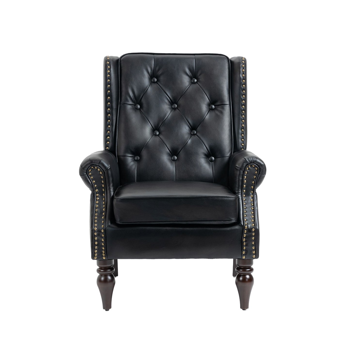 PU leather armchair - side view showing arm height