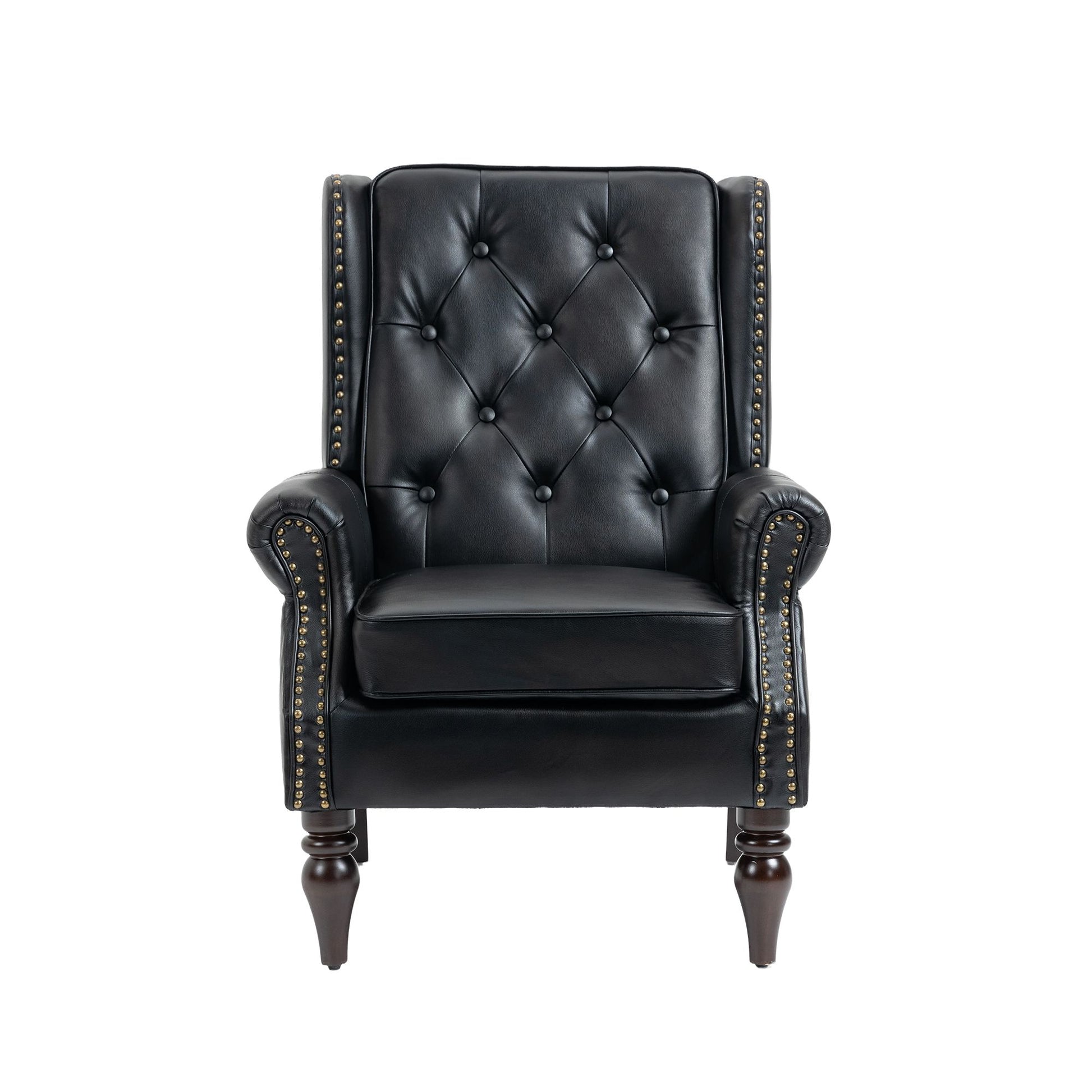 PU leather armchair - side view showing arm height