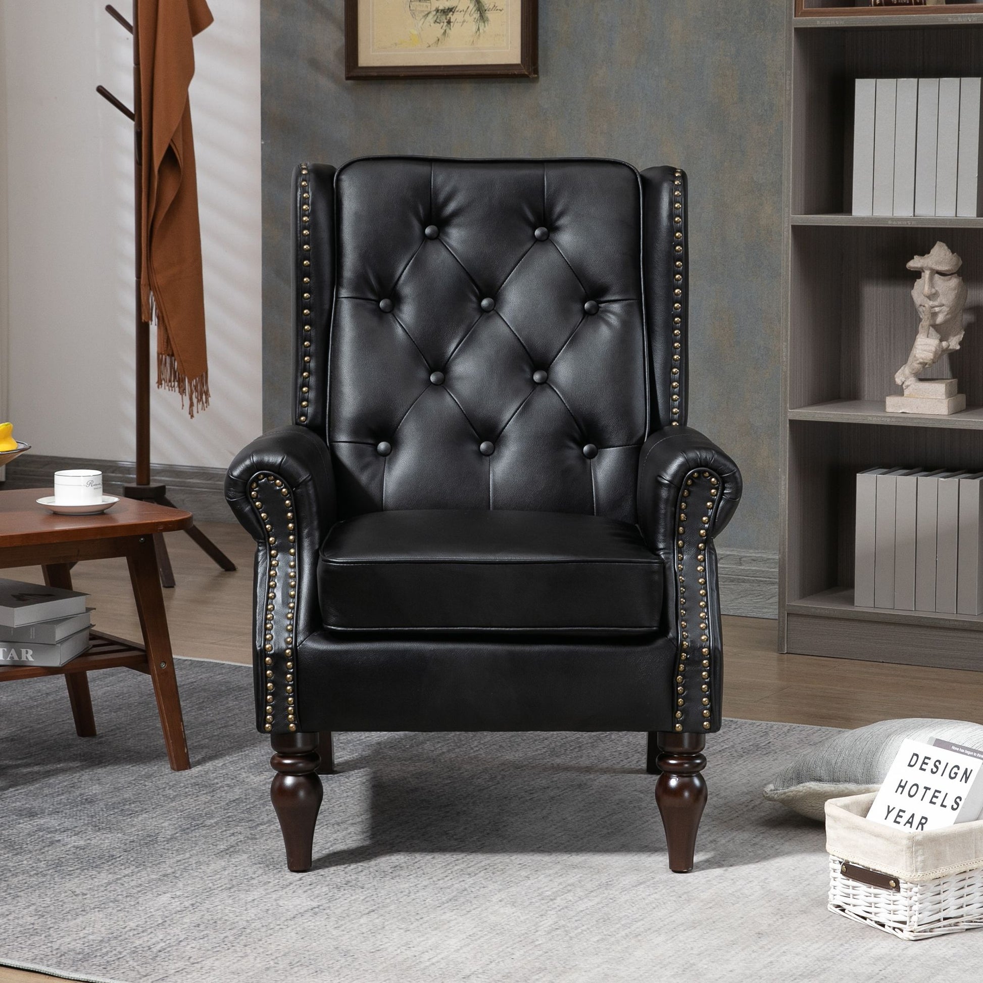 PU leather lounge chair with foam cushion - close up