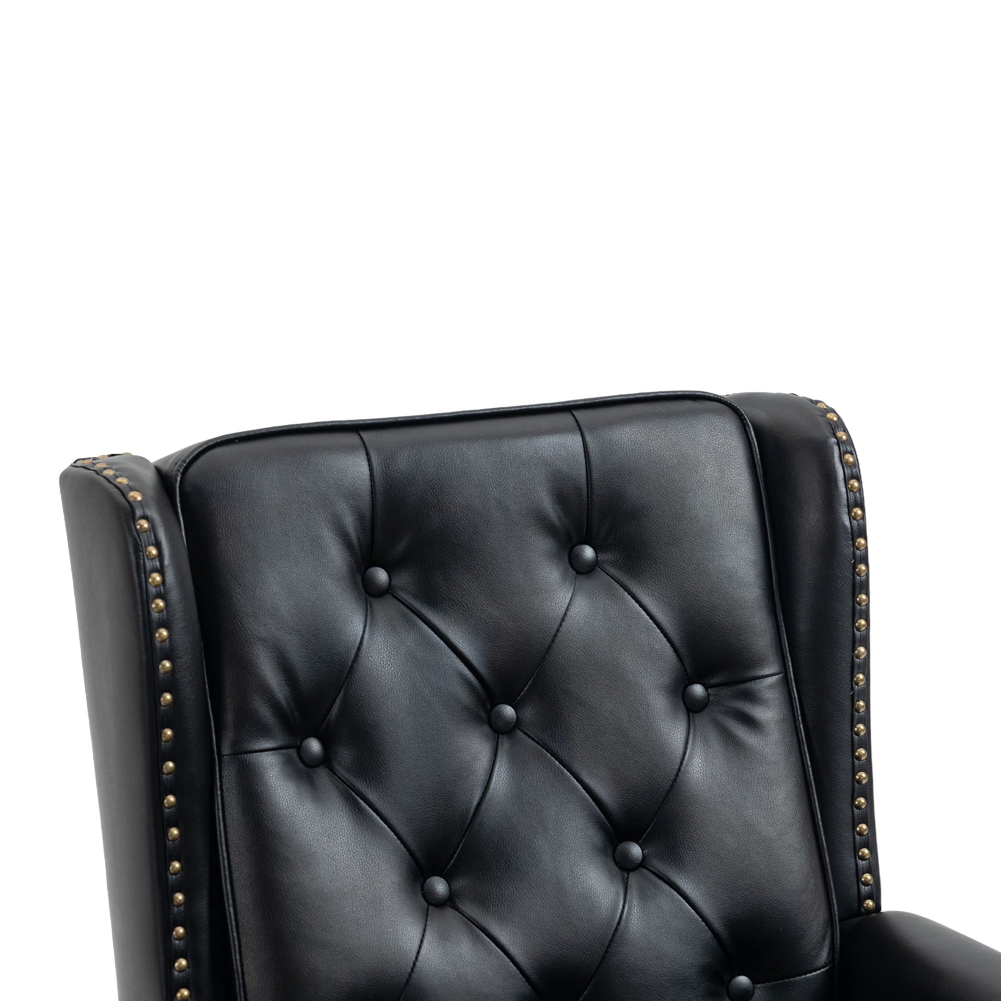 Wood Frame Armchair, Modern Accent Chair Lounge Chair with Sturdy Wood Legs for Living Room Bedroom (Black PU) image 16