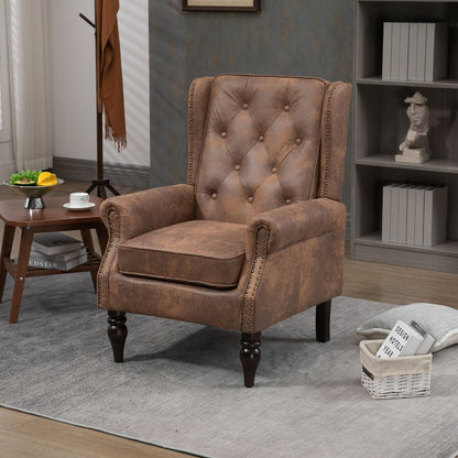 Modern accent chair with sturdy wood legs - side view