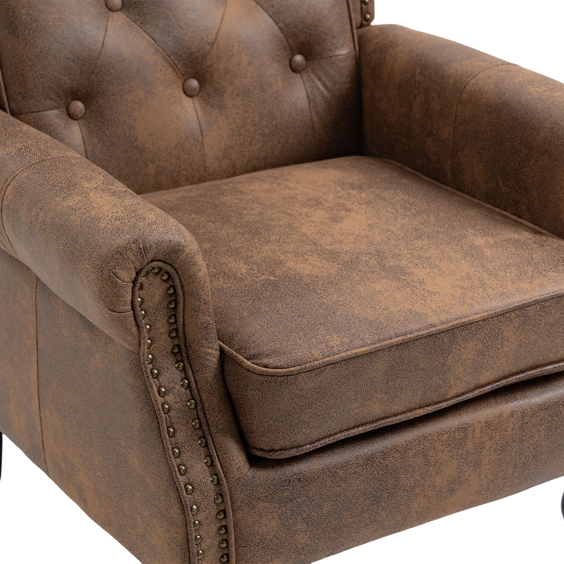 Wood Frame Armchair, Modern Accent Chair Lounge Chair with Sturdy Wood Legs for Living Room Bedroom (Coffee) image 20