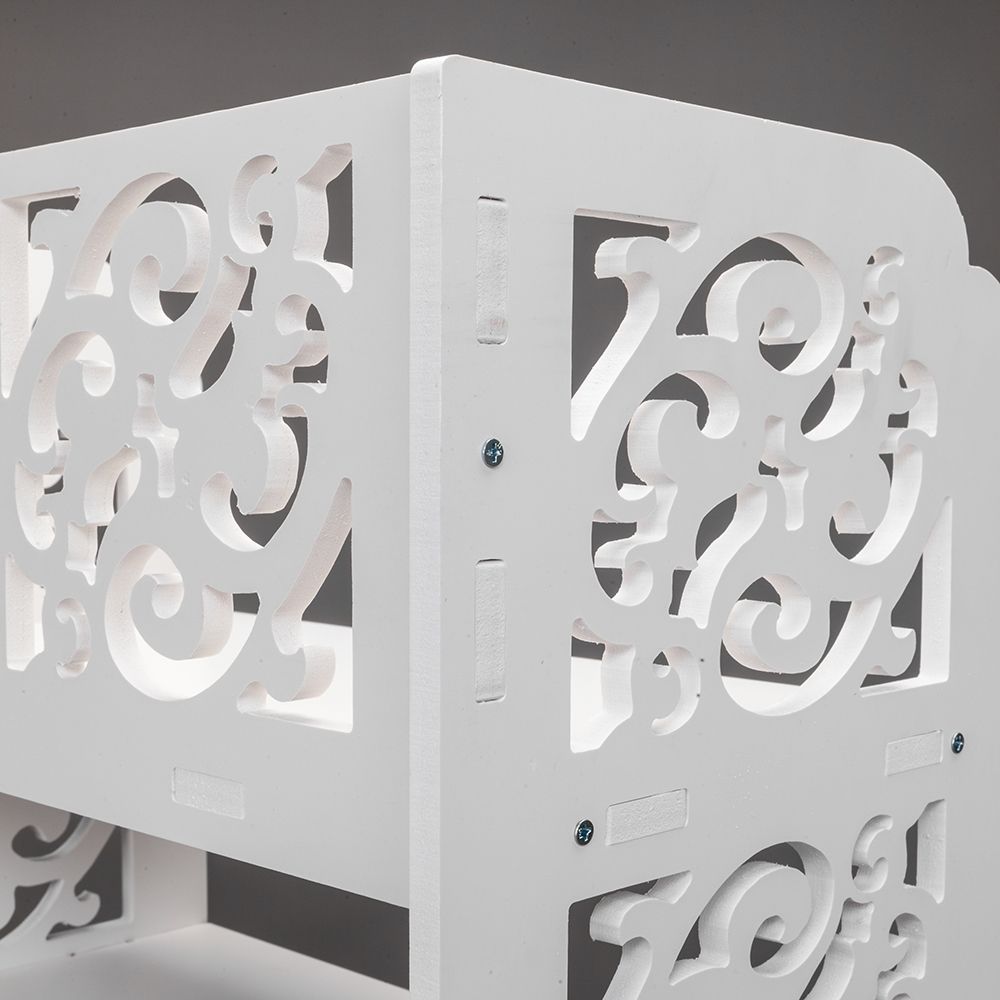 Wood-plastic Board Five Tiers Carved Shoe Rack White - close up of material