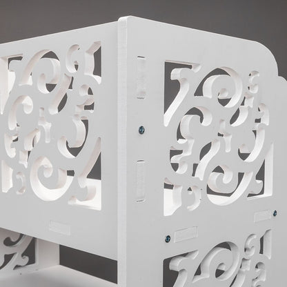 Wood-plastic Board Five Tiers Carved Shoe Rack White - close up of material