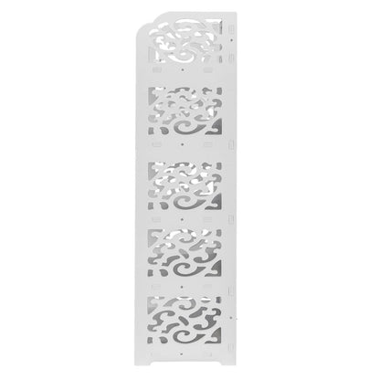Wood-plastic Board Five Tiers Carved Shoe Rack White A image 13