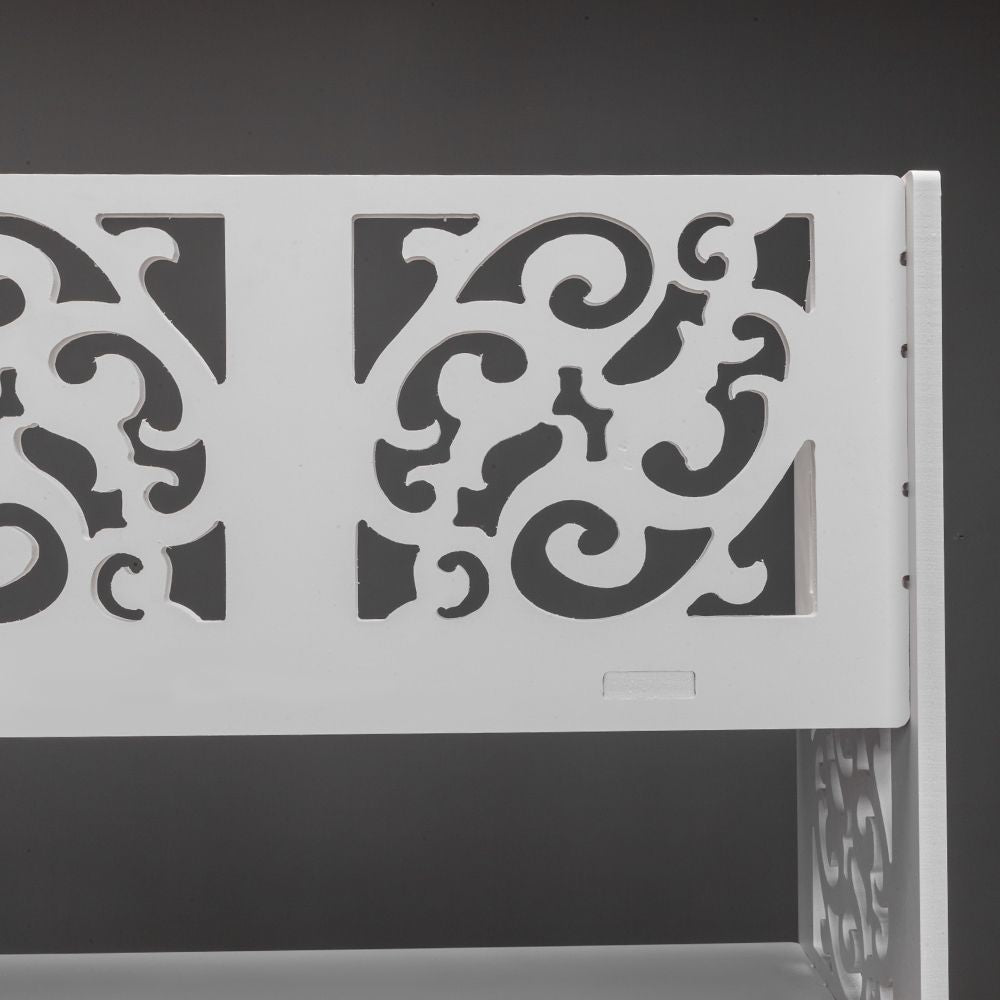 Wood-plastic Board Five Tiers Carved Shoe Rack White - with shoes