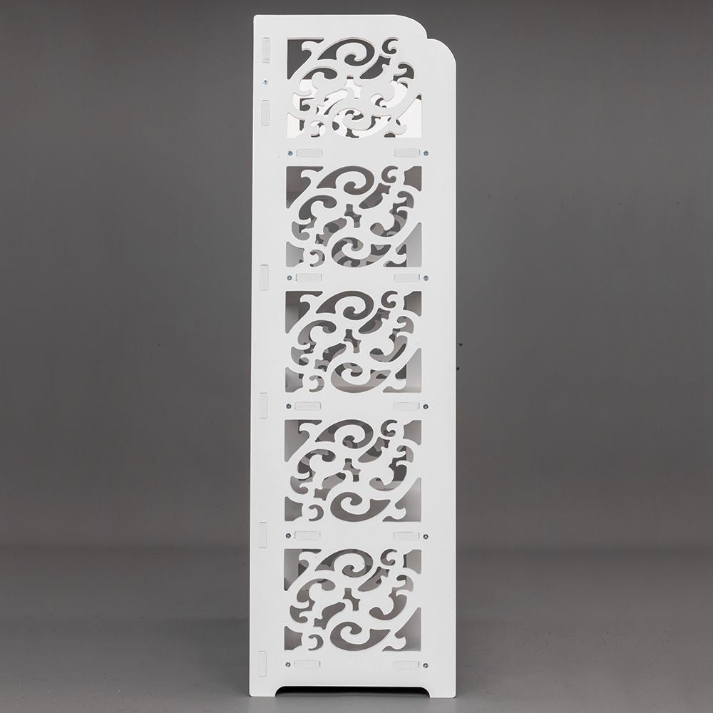 Wood-plastic Board Five Tiers Carved Shoe Rack White - empty tiers