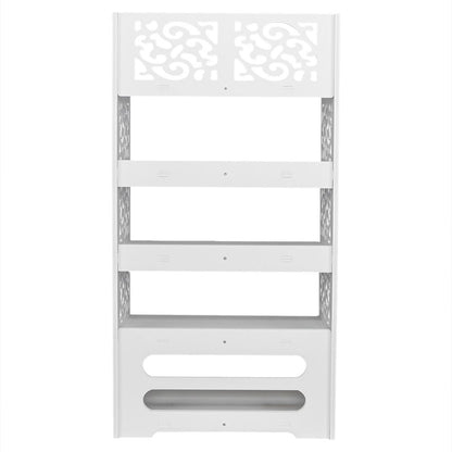 Wood-plastic Board Five Tiers Carved Shoe Rack White A image 15