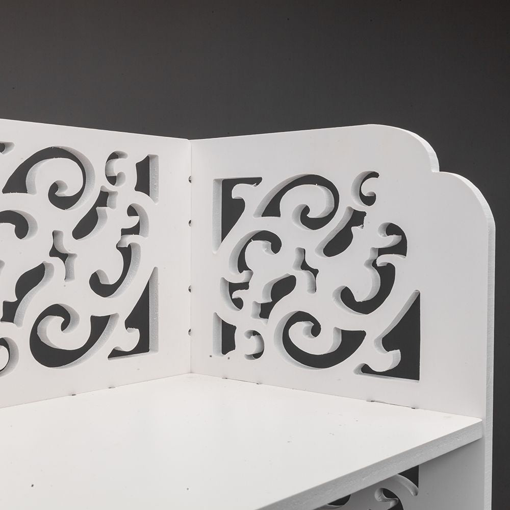 Wood-plastic Board Five Tiers Carved Shoe Rack White - side view