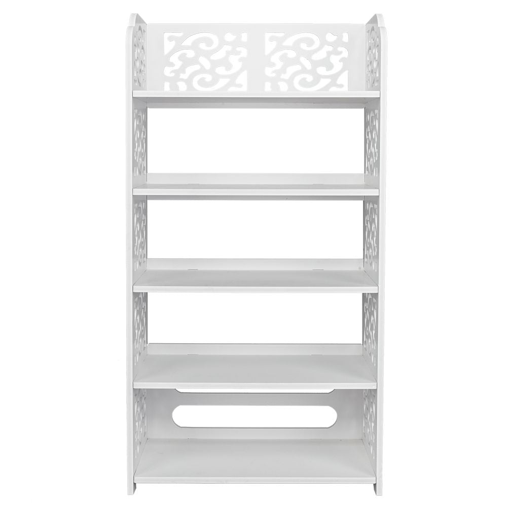 Wood-plastic Board Five Tiers Carved Shoe Rack White - instruction manual