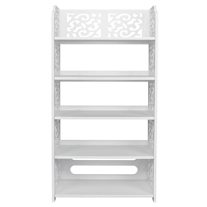 Wood-plastic Board Five Tiers Carved Shoe Rack White - instruction manual