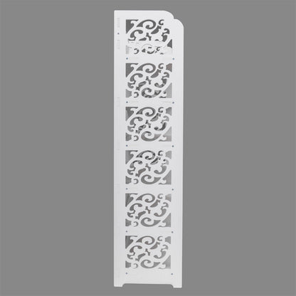 Wood-plastic Board Six Tiers Carved Shoe Rack White - Assembled with Shoes