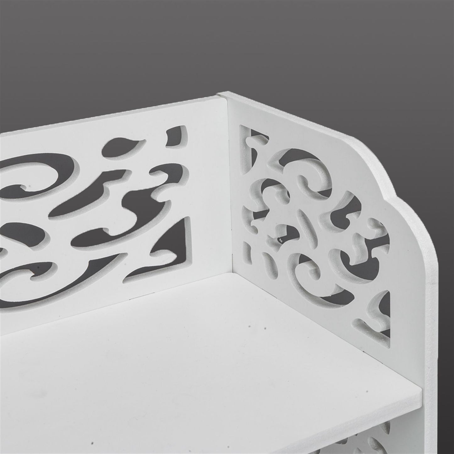 Wood-plastic Board Six Tiers Carved Shoe Rack White B image 15