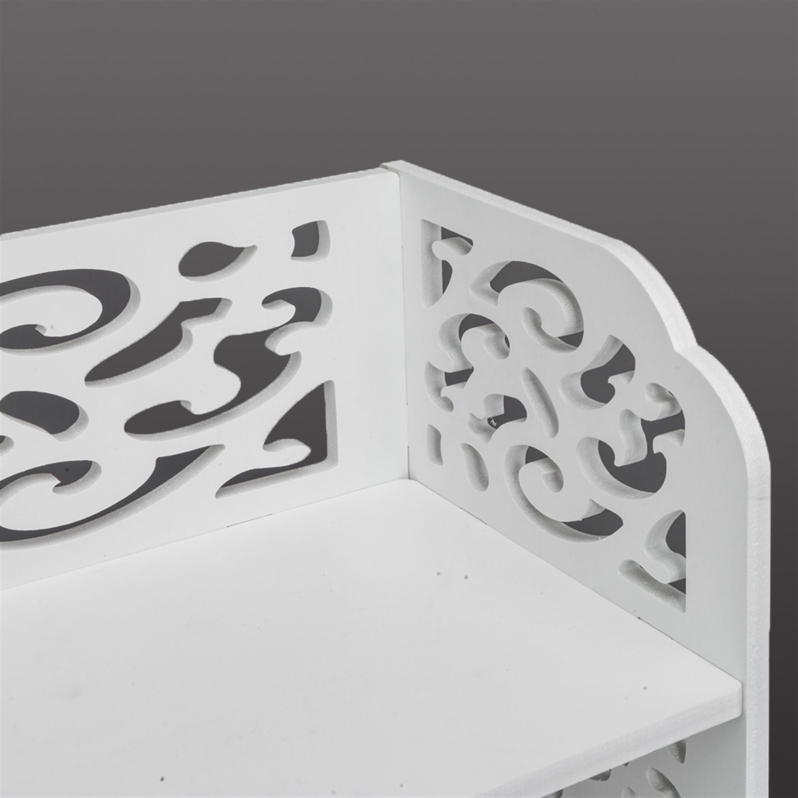 Wood-plastic Board Six Tiers Carved Shoe Rack White B image 15