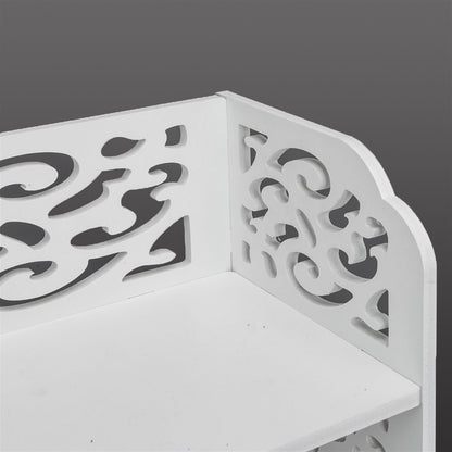 Wood-plastic Board Six Tiers Carved Shoe Rack White B image 15