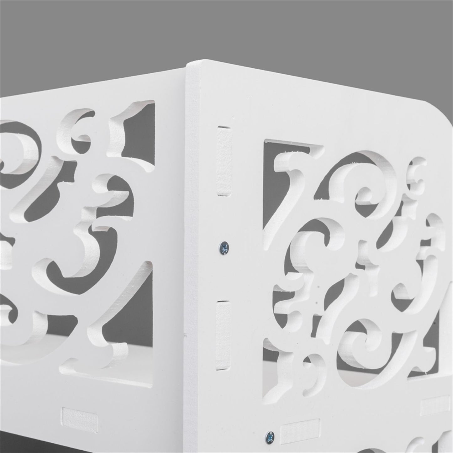 Wood-plastic Board Six Tiers Carved Shoe Rack White - Assembly Parts