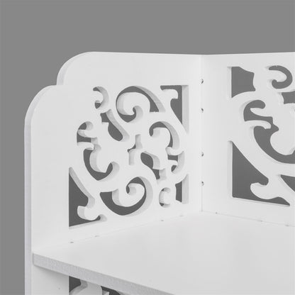 Wood-plastic Board Six Tiers Carved Shoe Rack White - Empty Rack