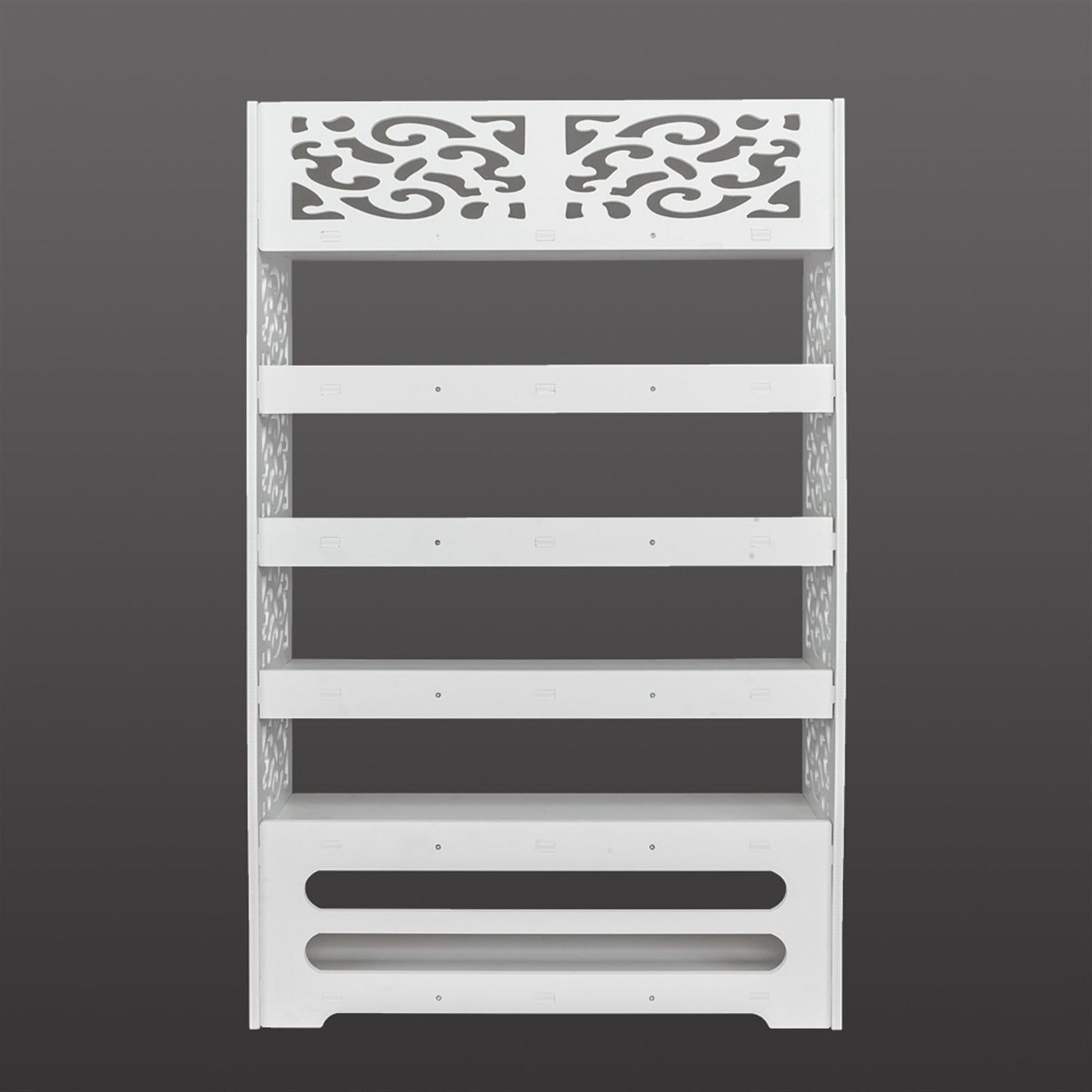 Wood-plastic Board Six Tiers Carved Shoe Rack White B image 19