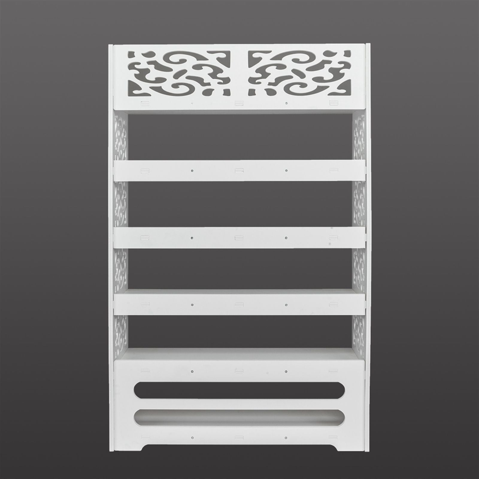 Wood-plastic Board Six Tiers Carved Shoe Rack White B image 19