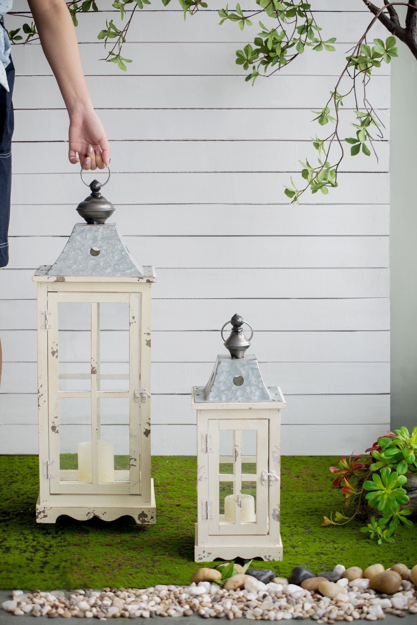 Wooden Candle Lantern Decorative, Hurricane Lantern Holder Decor for Indoor Outdoor, Home Garden Wedding image 10