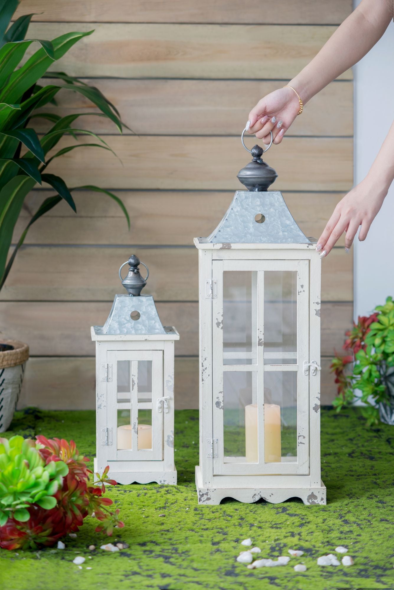 Wooden Candle Lantern Decorative, Hurricane Lantern Holder Decor for Indoor Outdoor, Home Garden Wedding image 5