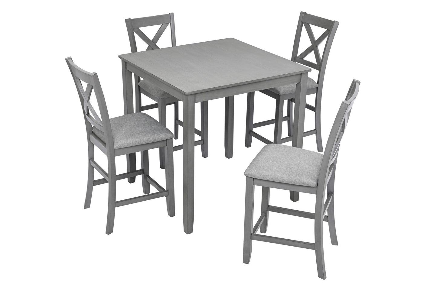 Wooden Dining Square Table, Kitchen Table for Small Space, 4 Person Counter Height Table, Gray,
ONLY THE TABLE image 5