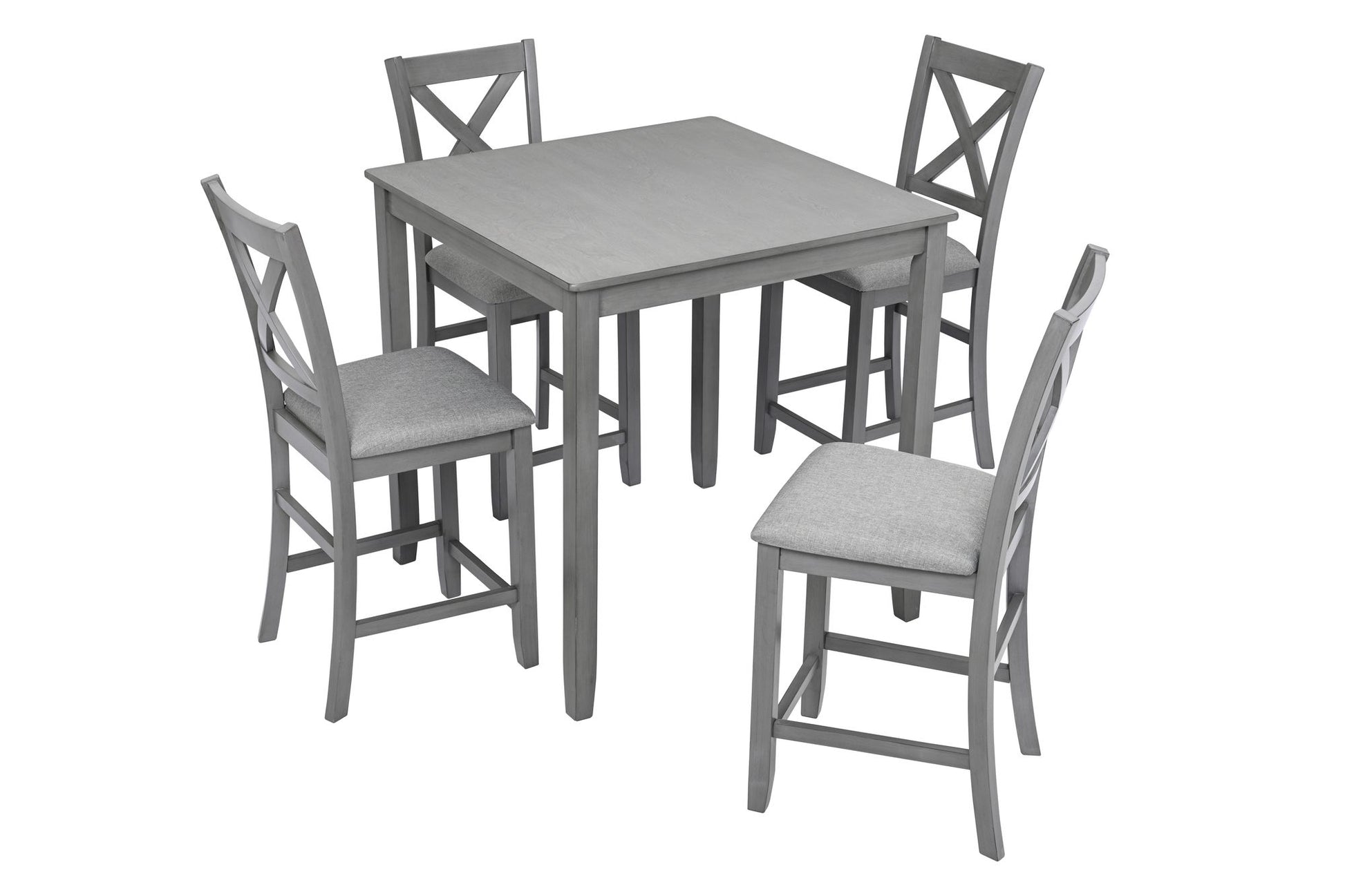 Wooden Dining Square Table, Kitchen Table for Small Space, 4 Person Counter Height Table, Gray,
ONLY THE TABLE image 5