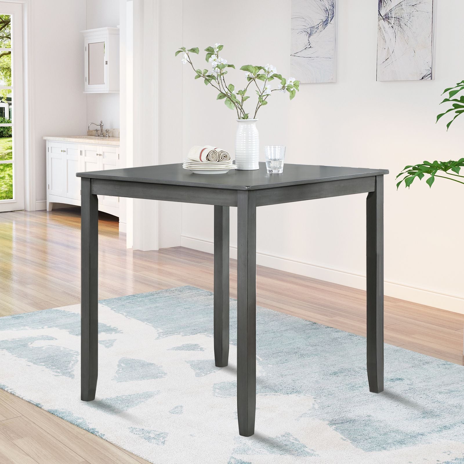 Wooden Dining Square Table, Kitchen Table for Small Space, 4 Person Counter Height Table, Gray,
ONLY THE TABLE image 1