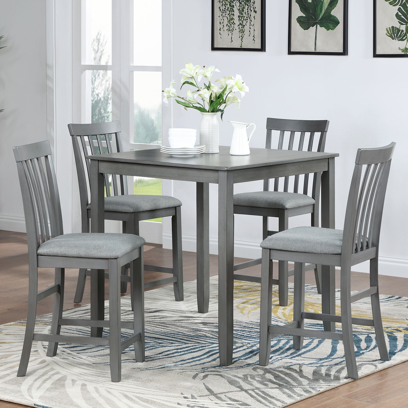 Wooden Dining Square Table, Kitchen Table for Small Space, 4 Person Counter Height Table, Gray,
ONLY THE TABLE image 2