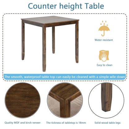 Wooden Dining Square Table, Kitchen Table for Small Space, 4 Person Counter Height Table, Walnut
ONLY THE TABLE image 4